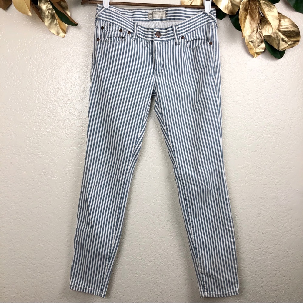 Free people Railroad Striped skinny Jeans